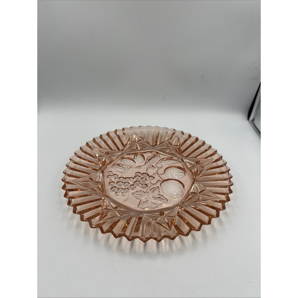 Federal Glass Co. Vintage Pioneer Pattern Pink Depression Glass‎ Fruit Plate 11"